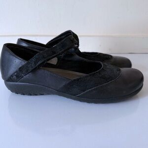 Naot Black Leather Nubuck Luga Mary Janes Flats Women's  Shoes Size 41  10-10.5